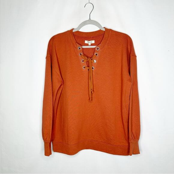 Madewell Tops - MADEWELL Cotton Hemp Lace Up Sweatshirt NWT in Small